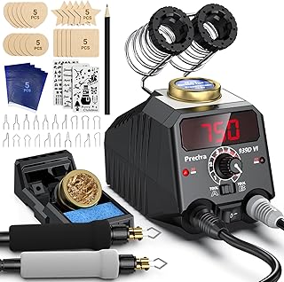 Preciva Wood Burning Kit, Wood Burning Pen 40W Adjustable Temperature 482°F ~ 1382°F, Wood Burning Tool Kit with 20pcs Soldering Tips & Digital Display Heat-Resistant Handle for Wood & Leather Crafts