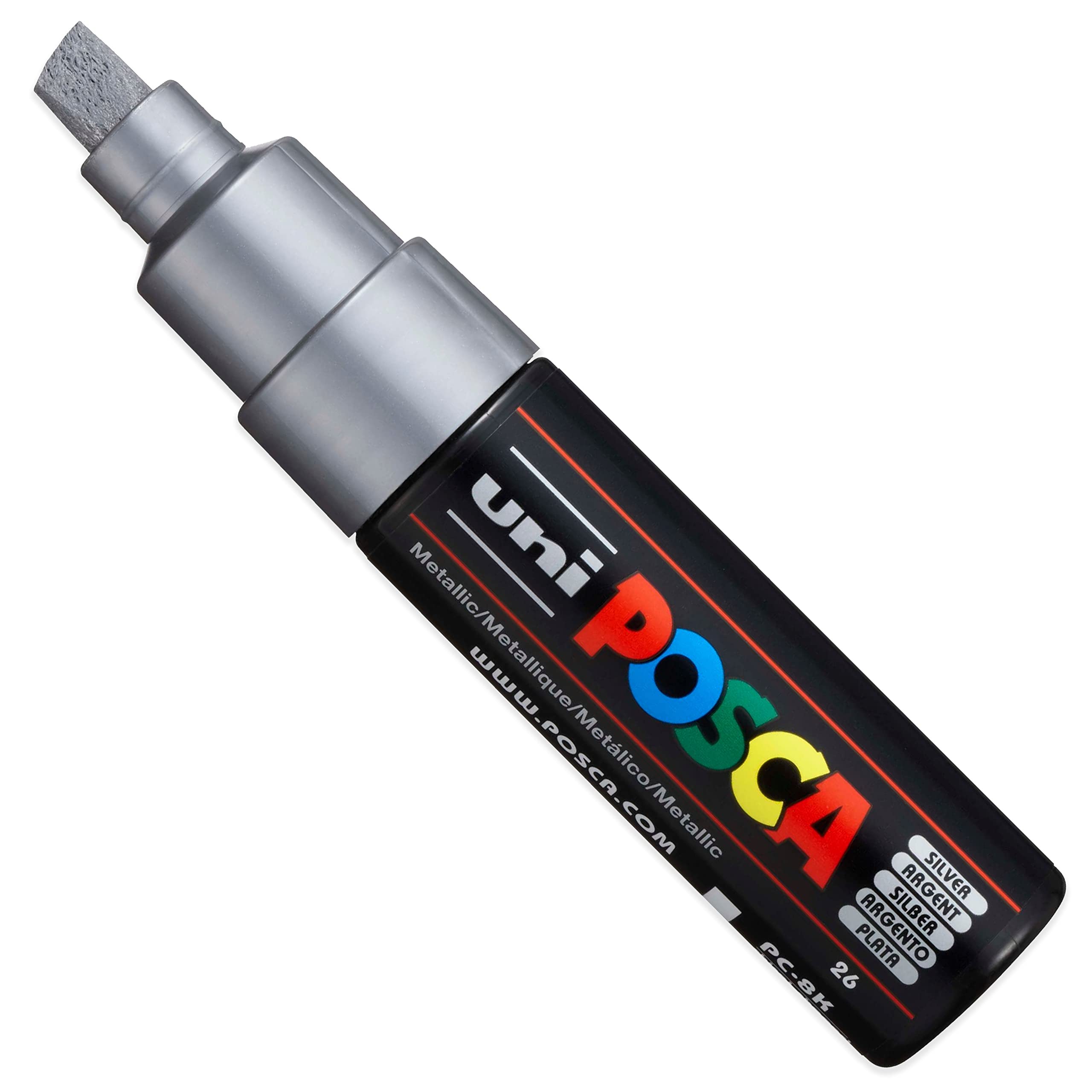 Posca PC-8K - Rotuladores permanentes a base de agua, punta de cincel de 8 mm, juego de 20,32 cm, cartera de plástico, tonos metálicos