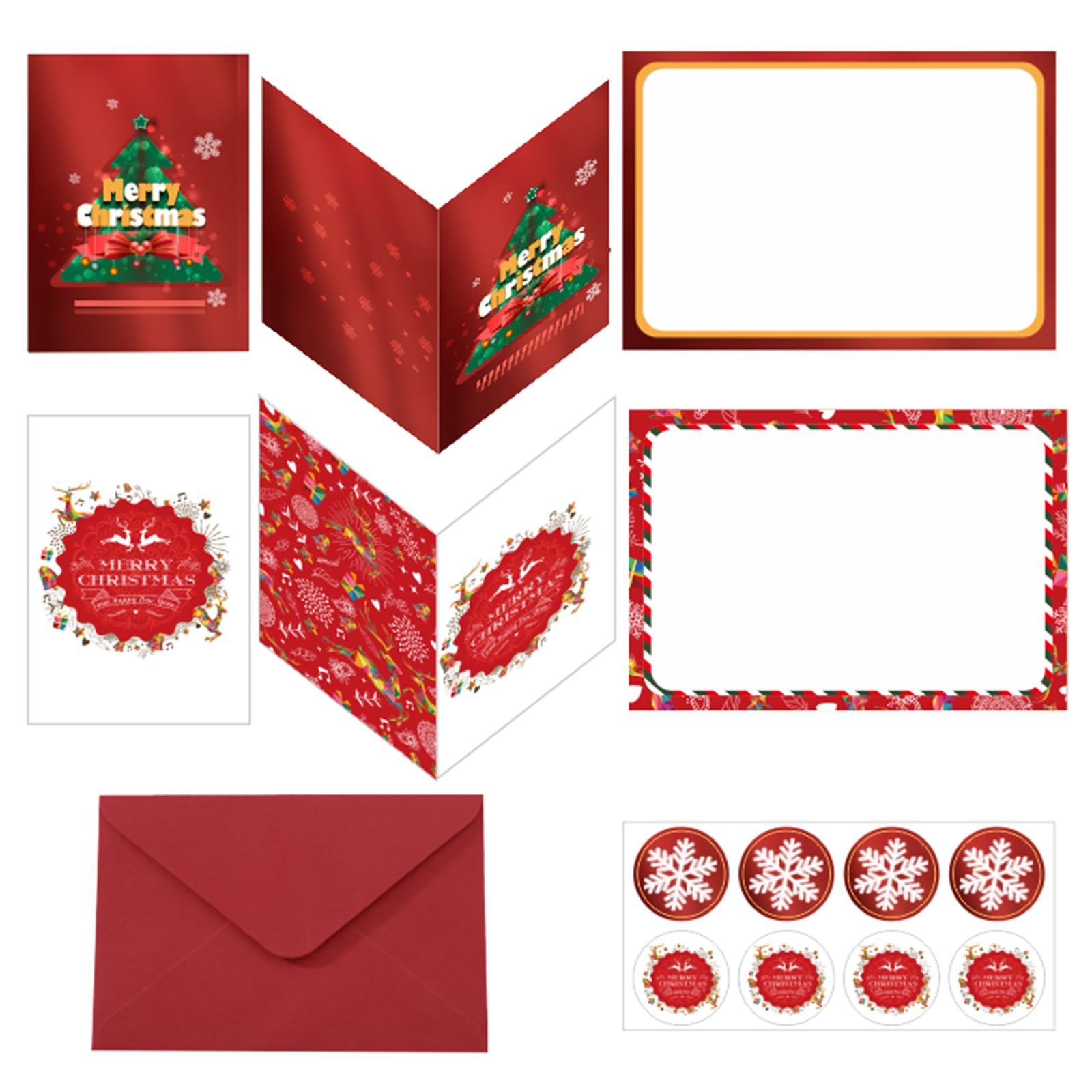Tarjeta de agradecimiento de Navidad, tarjetas de Navidad de 4 x 6 pulgadas, 8 tarjetas de Navidad con sobre y calcomanía, tarjetas de deseos de Navidad, tarjetas de felicitación de Navidad