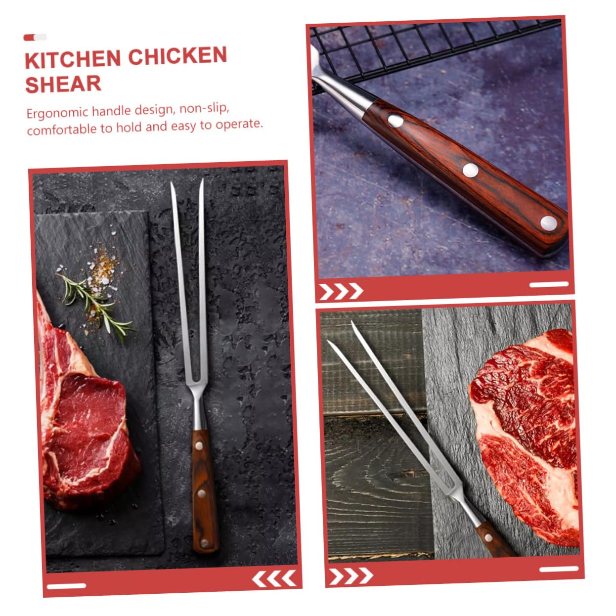YARNOW 1set Forchettone e Forbici Da Cucina Inossidabile Per Barbecue e Grigliate Strumenti Bbq Multifunzionali Per e Pollame Facile Da Pulire e Utilizzare