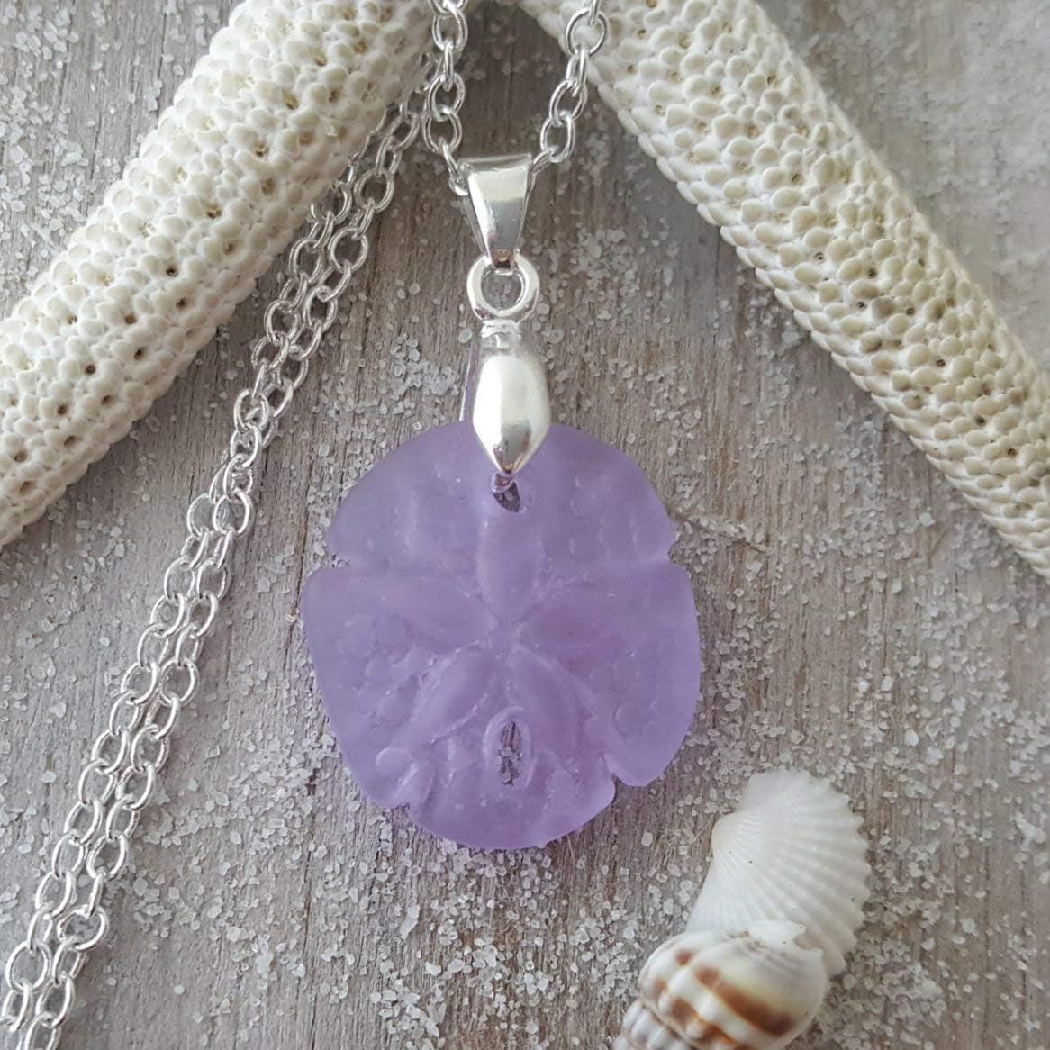 Handmade in Hawaii Sea Glass Jewelry, sand dollar necklaces, (Hawaii Gift Wrapped)