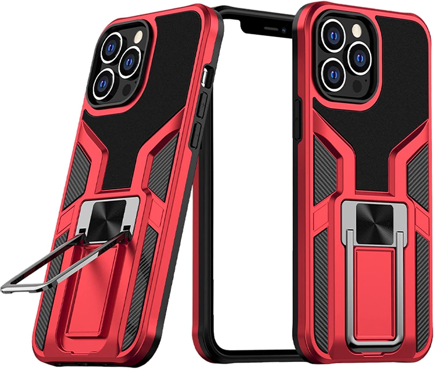 Coque iPhone 14 Pro blindée rouge avec béquille et support magnétique - 8