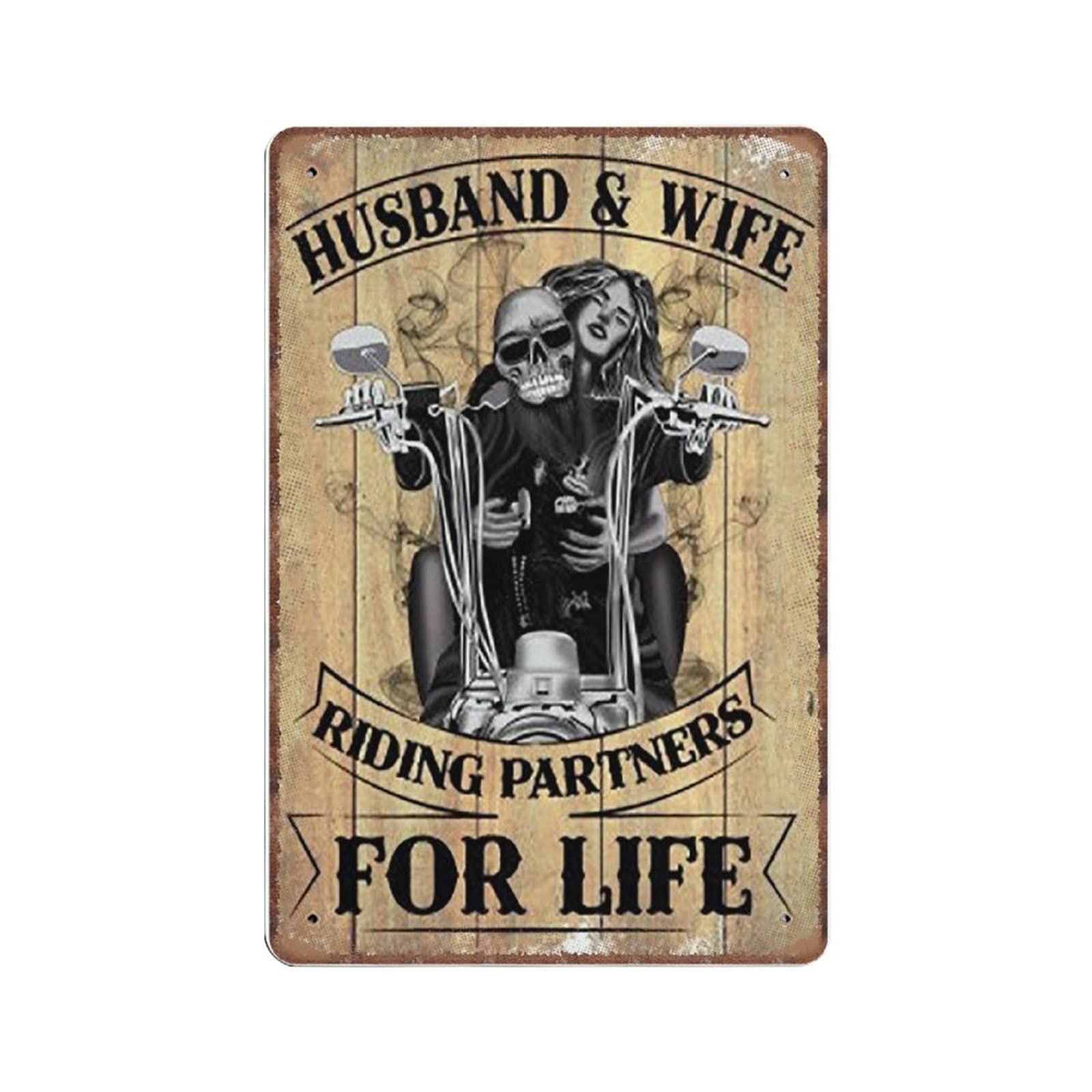 DAIERCY Husband And Wife Riding Partners for Life, God Knew I Needed An Angel So He Gave Me My Wife, Couples Tin Signs Funny Vintage Metal Sign Wall Art Bathroom Home Decor, 140x200 mm