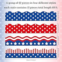 Vista 2 de Waline - Calcomanías autoadhesivas para tablón de anuncios, 4 de julio, 4 diseños, calcomanías autoadhesivas para el borde de la bandera