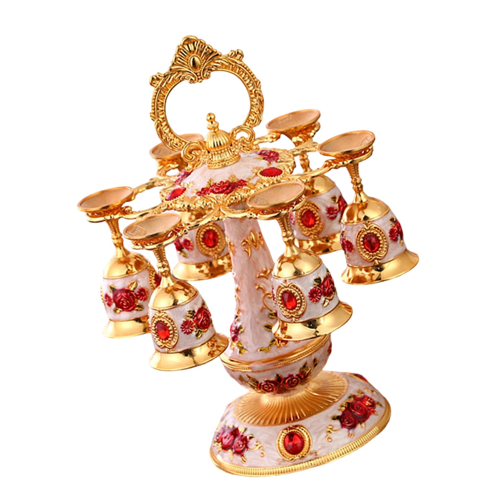 Nucelit Nordics Styles Elegant Liquor Set with Intricate Metal Carving Wine Goblet for Home Decoration and Gifting Elegant Wine Accessories