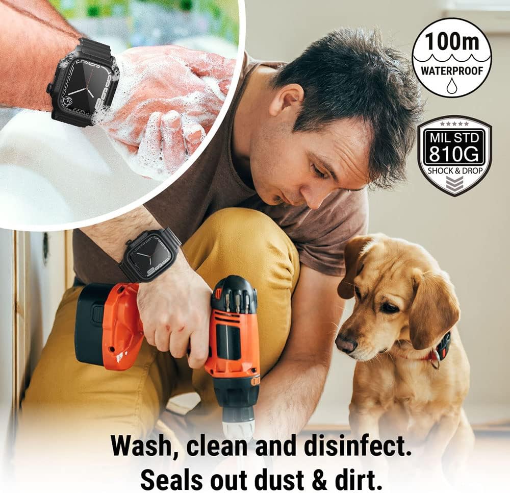 Catalyst - 330-foot waterproof case designed for Watch Series 8/7 45 mm 100% soft premium silicone watch band Case protector resistant to damage to the eye against rayons Catalyst - 330-foot waterproof case designed for Watch Series 8/7 45 mm 100% soft premium silicone watch band Case protector resistant to damage to the eye against rayons