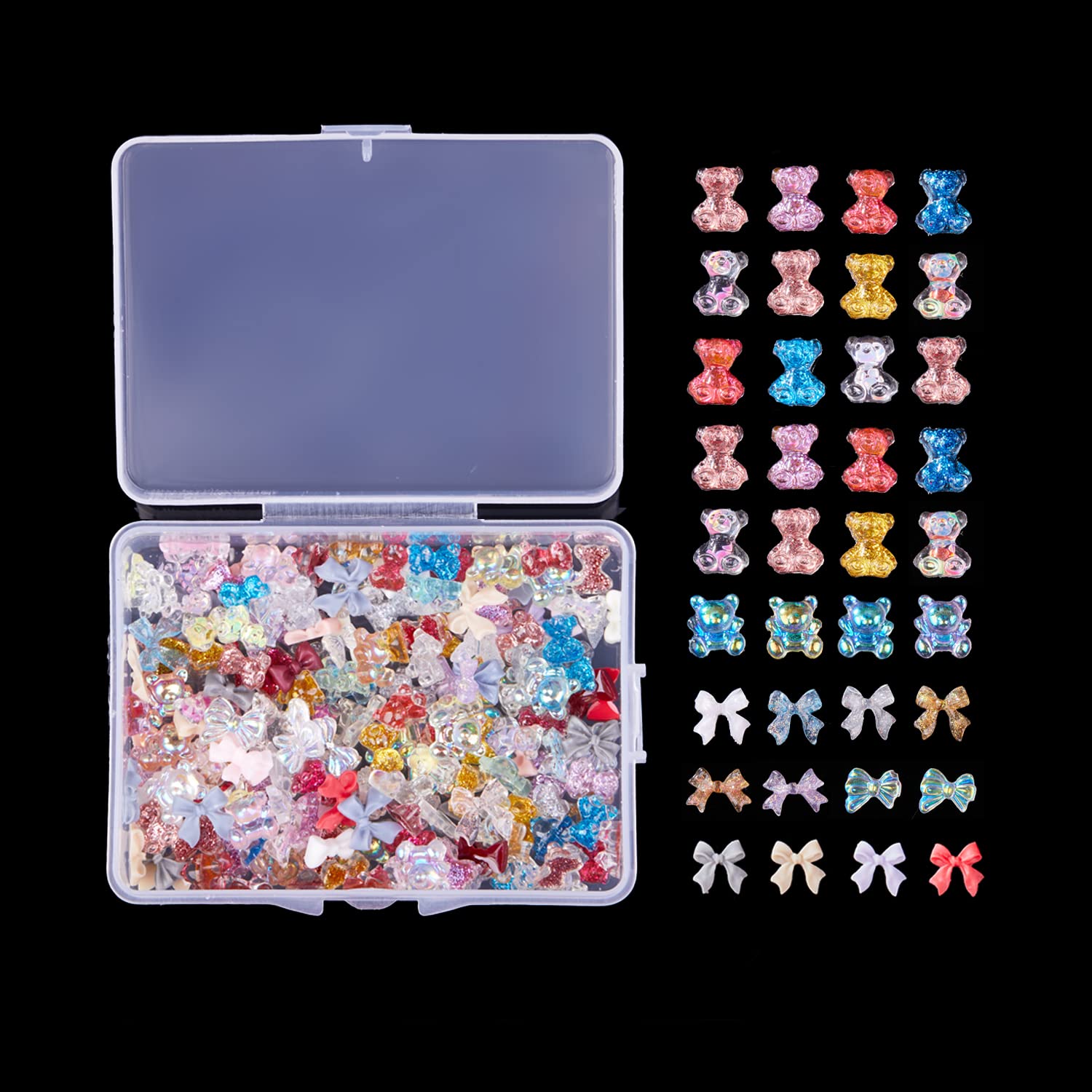 Photo 1 of 2 PACKS OF 200Pcs 3D Bear Nail Charms,Colorful Multi Shape 3D Bears Nail Art Charms for Nail Art Decorations Designs DIY Crafting Accessories