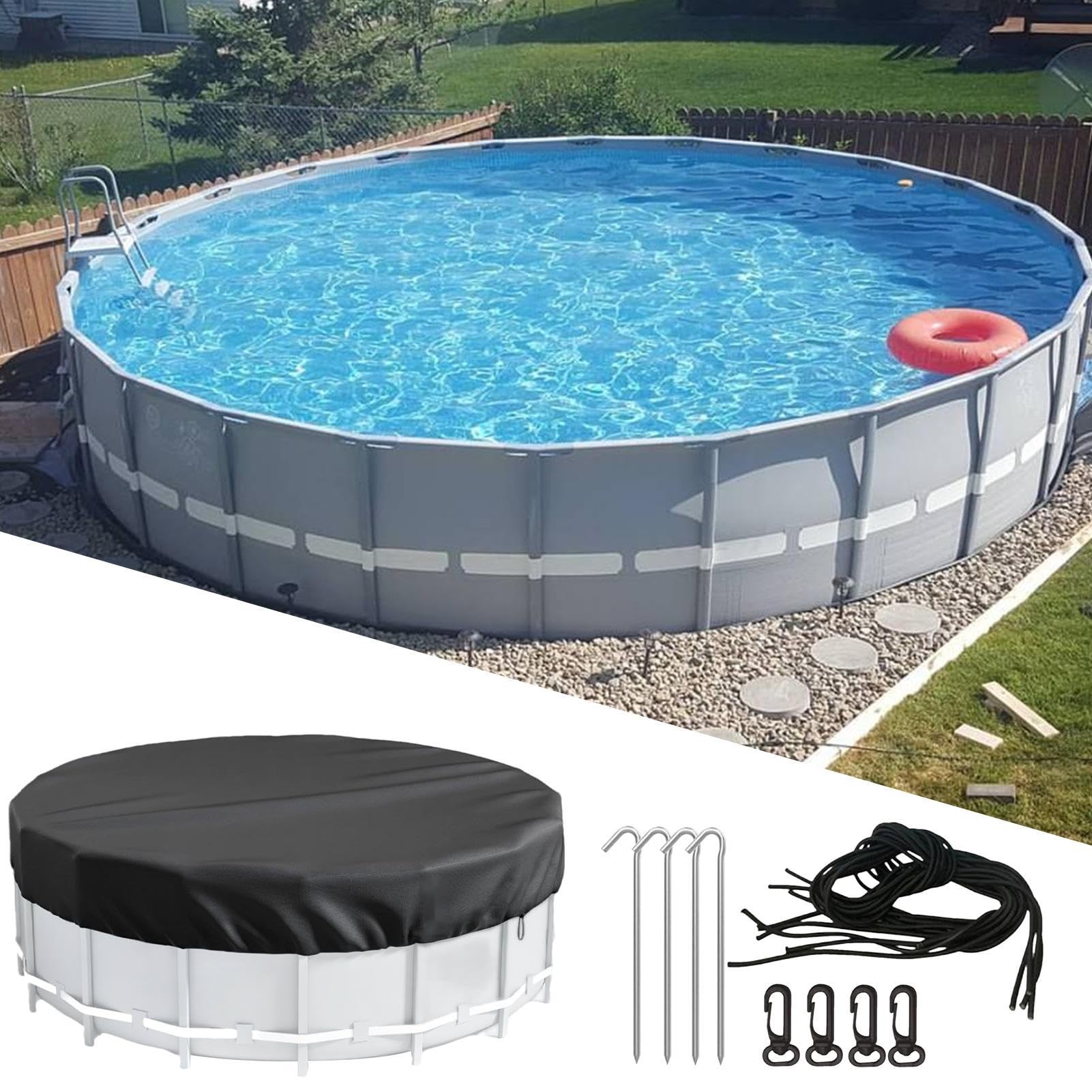 Runde Poolabdeckung 244 Cm – Wasserdicht, UV-beständig – Mit Kordelzug – Schutz Vor Regen, Schmutz & Laub – Für Outdoor-Rundpools – Schwarz