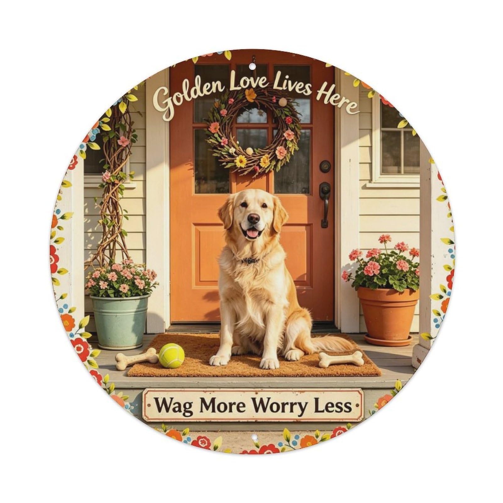 Wag More Worry Less Metal Tin Sign Plaque