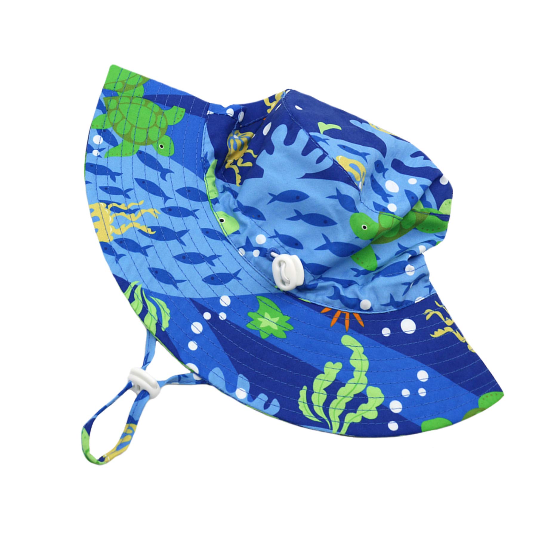 Sombrero de sol para bebé, sombrero de bebé, sombrero de niño pequeño, sombrero de pescador UPF 50+ para bebés y niñas, sombrero de playa con ala ancha para niños, Sea World, 6-12 meses
