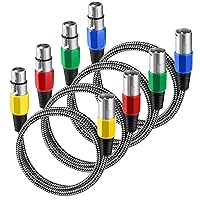 Vista 16 de Cable XLR de 3 pies/2 unidades, cable de micrófono Nylong trenzado equilibrado XLR macho a hembra, cables de conexión de micrófono de alta