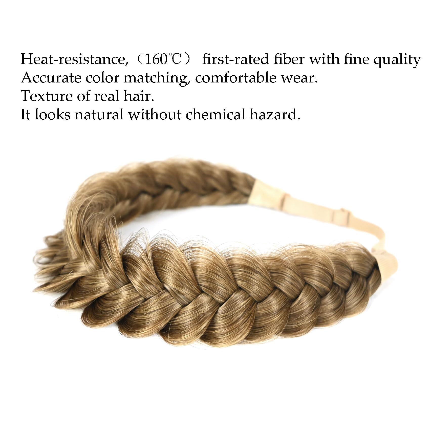 TOECWEGR Extensions haarband haarbanden vlecht gevlochten Classic Chunky Wide Plaited Wedding Fluffy Braids pruik vrouwen meisjes schoonheidsverzorging (koffiekleur