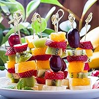 Vista 5 de Meanplan 1000 palillos de cóctel de bambú de 4.72 pulgadas, hechos a mano, palillos de decoración de alimentos con nudo en bucle, palillos de frutas