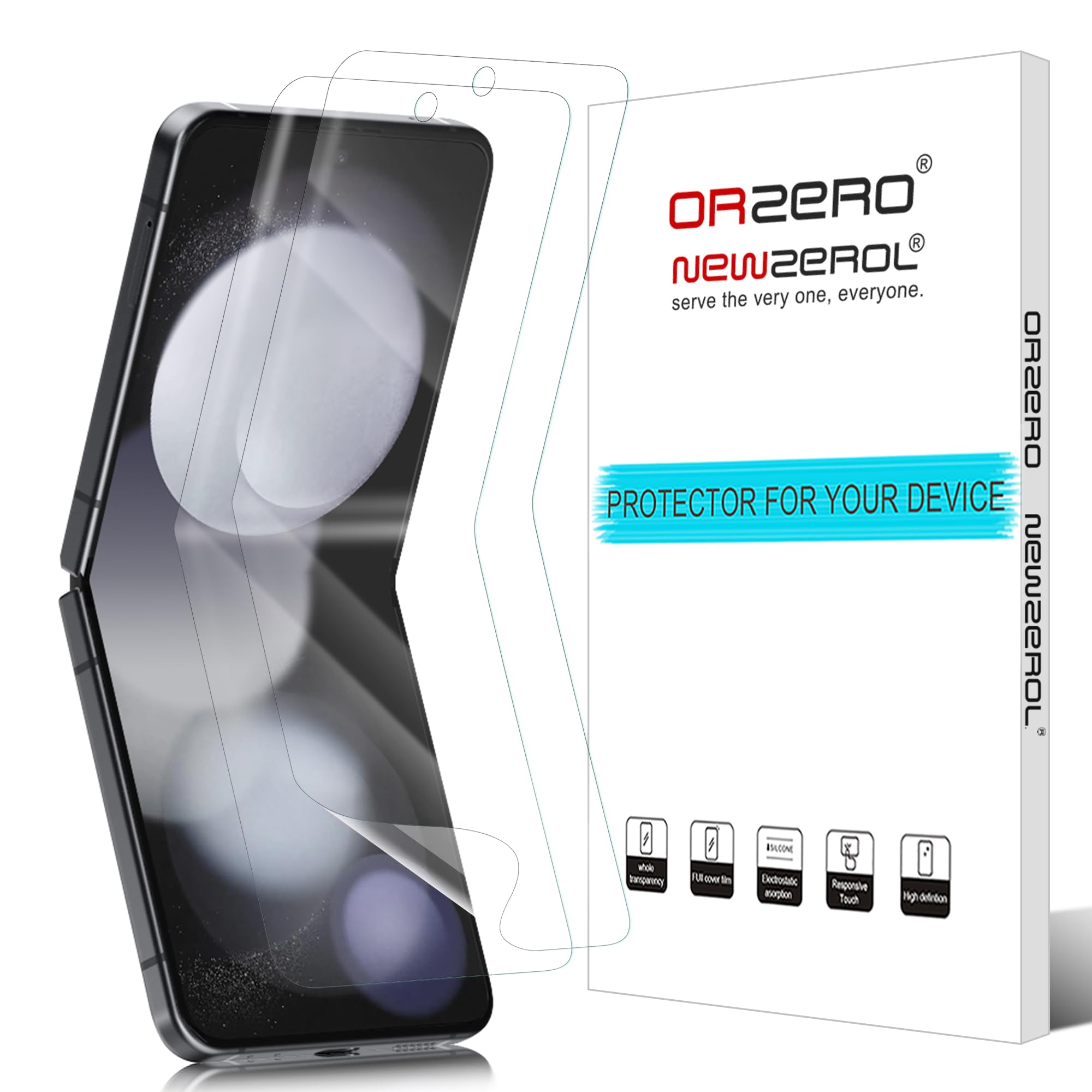 Photo 1 of Orzero (2 Pack Compatible for Samsung Galaxy Z Flip 5 5G Inner Screen Protector, Premium Quality Soft TPU Edge to Edge HD Anti-Scratch