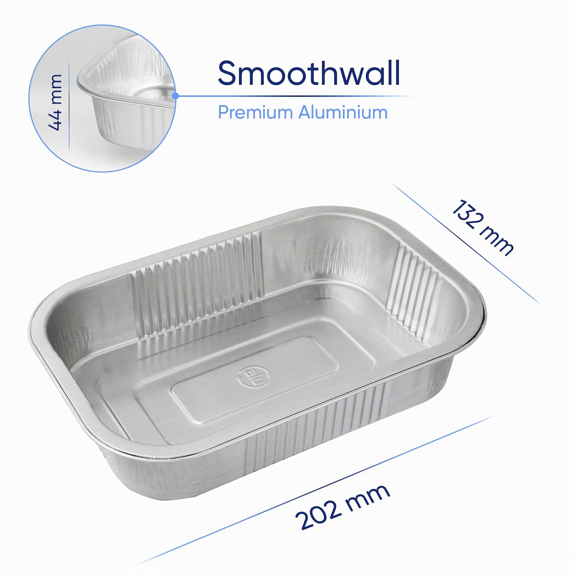 Coppice Robuste, rechteckige Aluminiumfolieschale für Luftfritteuse, Braten, Grillen, Grillen und Aufbewahrung von Lebensmitteln. 20 x 13 x 4 cmGefrierschrank-, mikrowellen- und ofenfest (20 Stück)