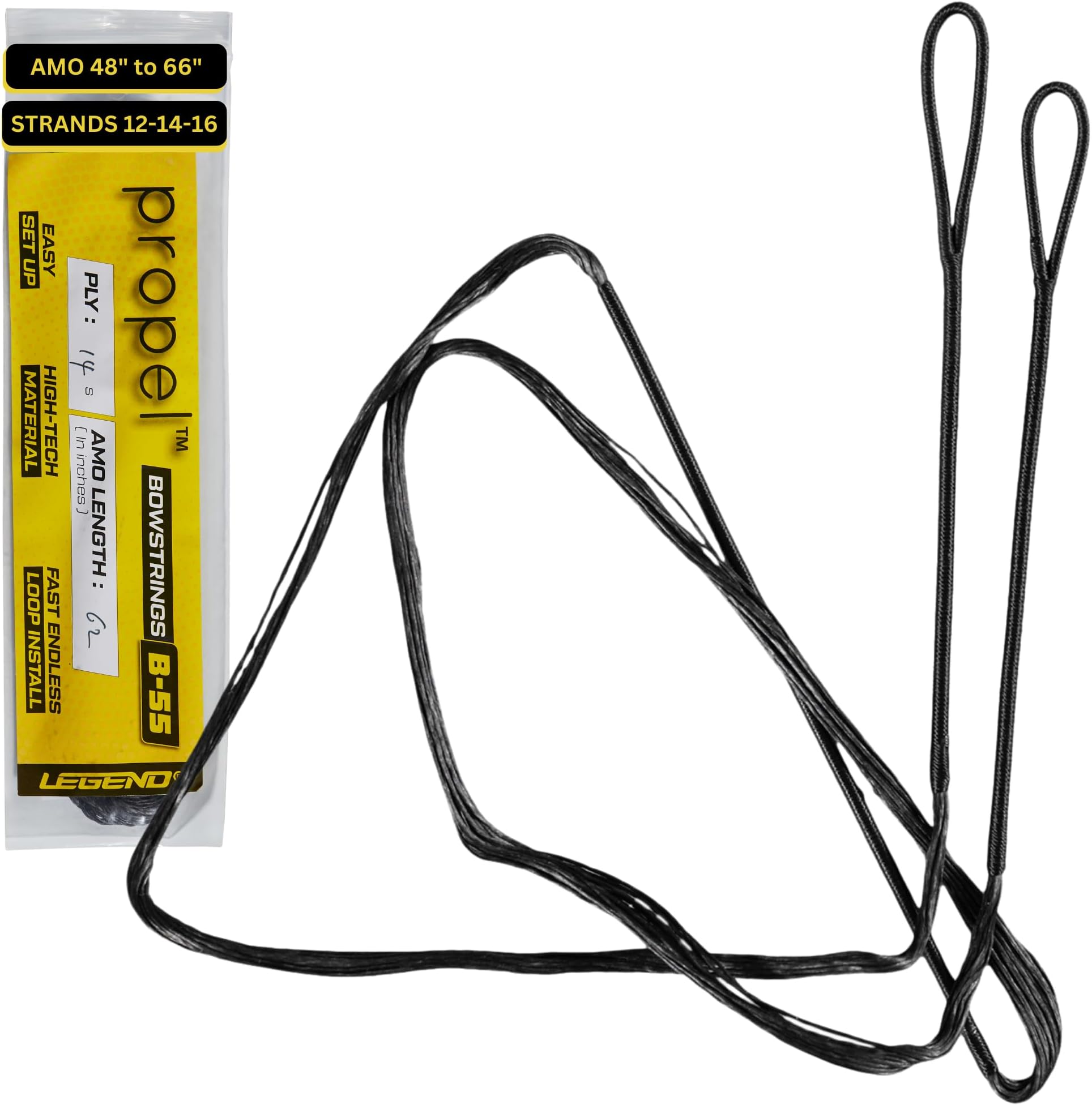 Legend Recurve Bow String - Dacron Bow String Replacement - Traditional Bowstrings - Recurve Bow Accessories - Archery Equipment for Recurve Bows - Bowstring AMO 48in to 66in - 12-14-16 Strands
