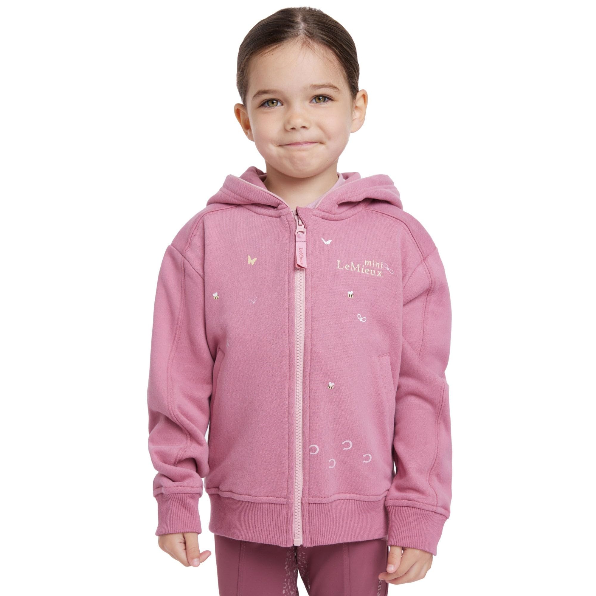 Lemieux Rose Sweatshirt Équitation À Capuche Zippé Enfant Mini Charlie