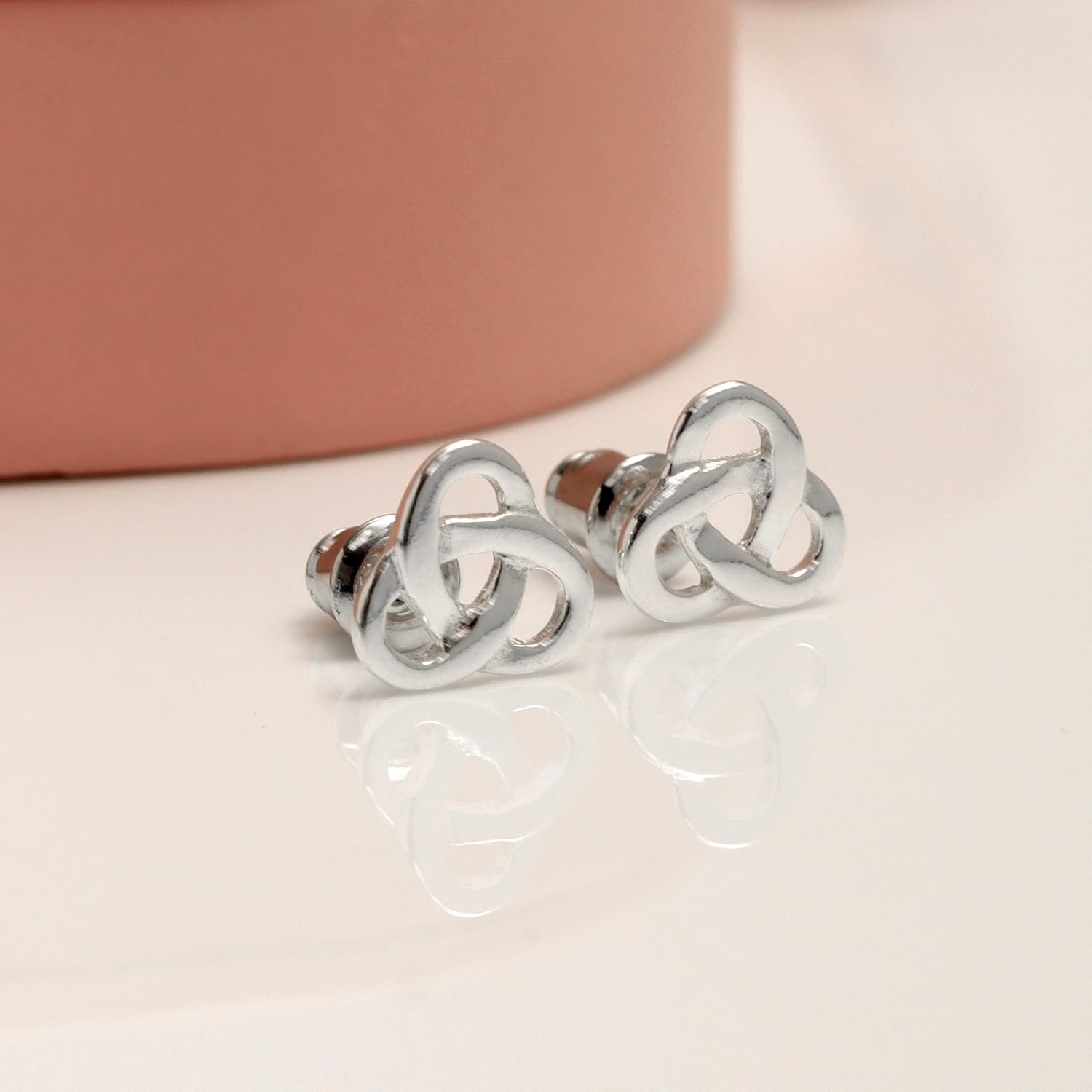 LeCalla Sterling Silver Love Knot Stud Earrings - Lightweight Italian Design Twisted Earrings for Women