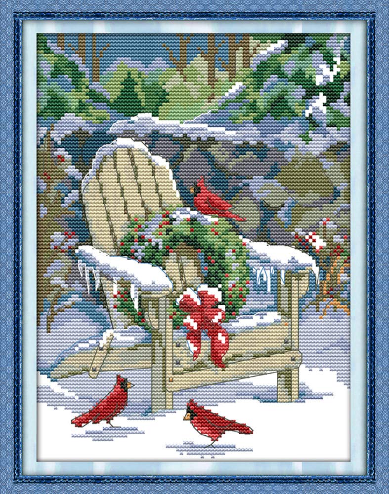 Awesocrafts Kreuzstich Set „Mitternacht Schneemann“ – Mit Stoff, Garn, Nadel & Anleitung, 11CT Oder 14CT
