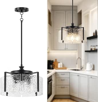 16-inch Modern Black Chandelier for Dining Room and Foyer Lighting