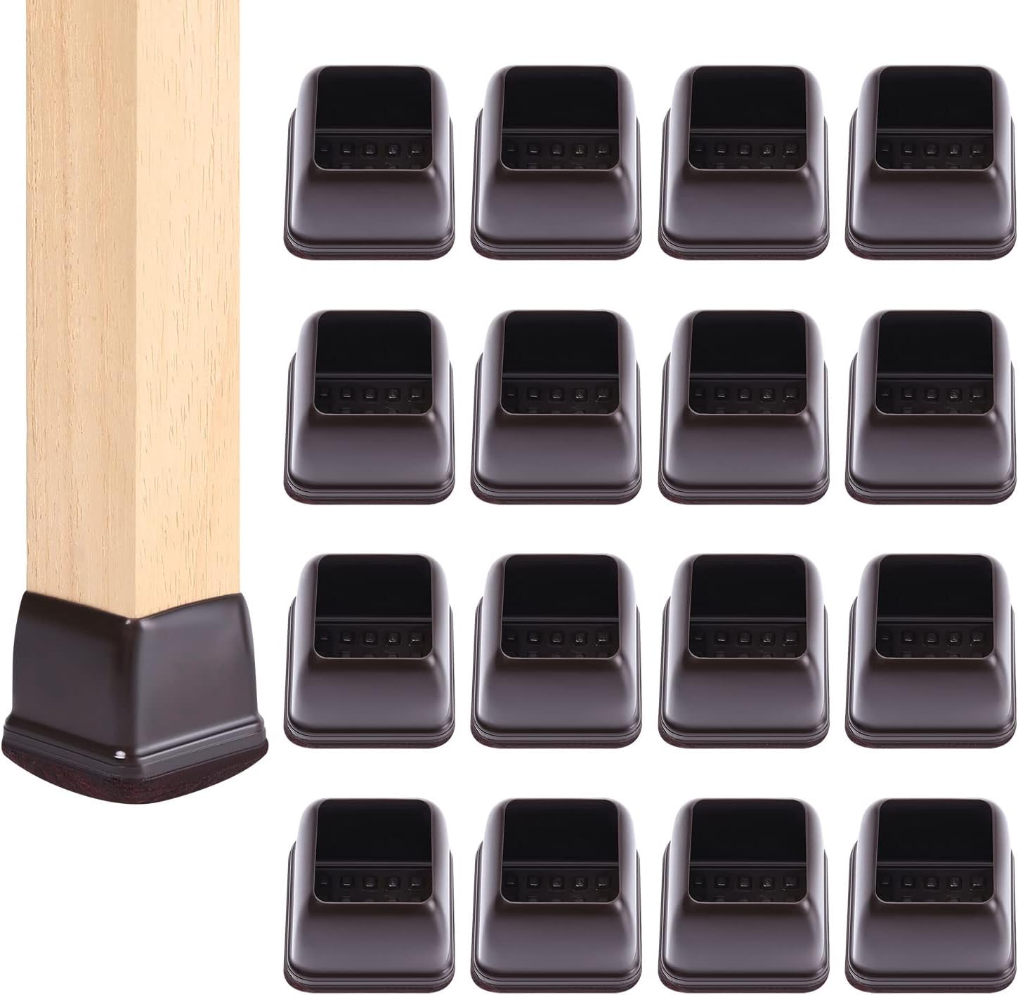 24 PCS Square Silicone Chair Leg Floor Protectors with Felt, Chair Legs