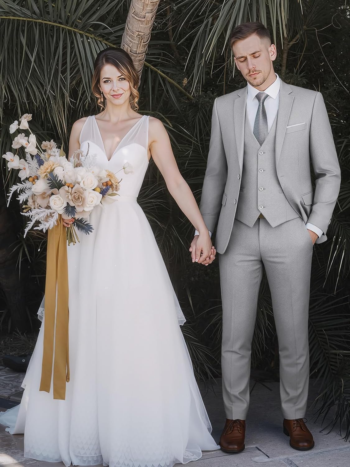 WEEN CHARM Men's 3-Piece Slim Fit Suit Set-2-Button Blazer,Vest & Pants-Formal Wedding,Prom,Party & Business Tuxedo - Image 2