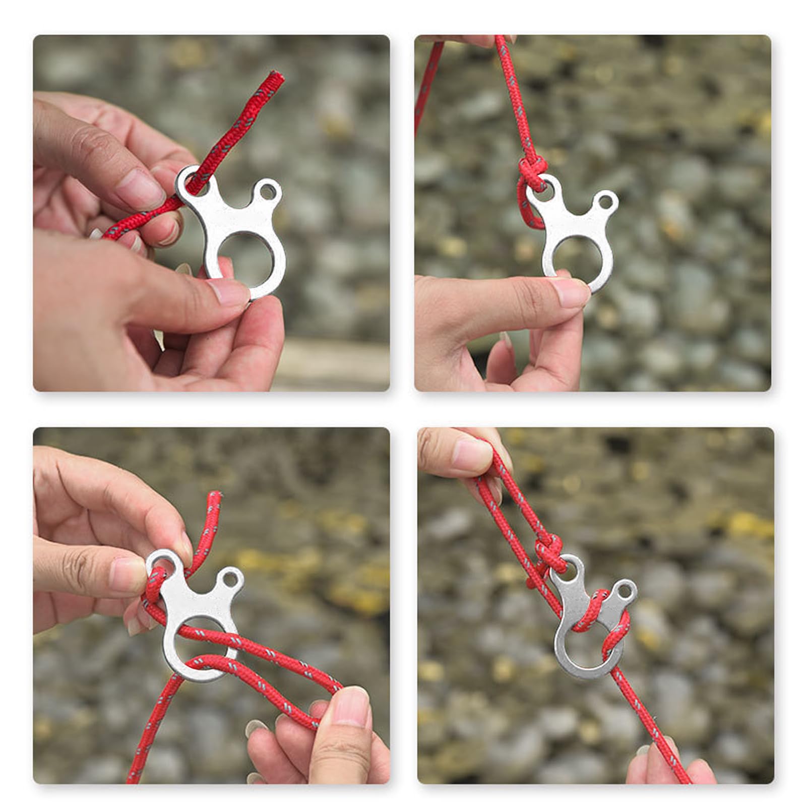 Buachois Camping Rope Buckle Tensioner, 10pcs 3 Holes Rope Tensioner Line Cord Tightening, Aluminium Alloy, Anti-Slip - Image 3