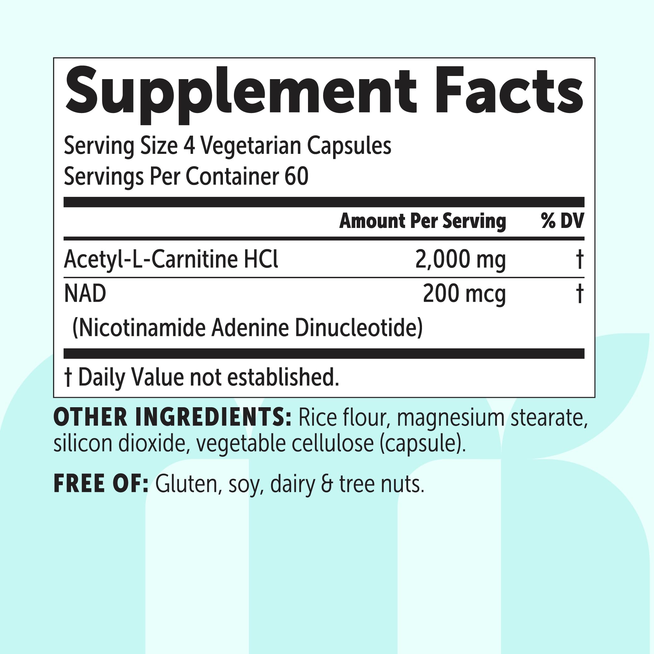 Acetyl L-Carnitine HCl (ALCAR) 2000 mg Per Serving, 240 Veggie Capsules — Amazon image 6