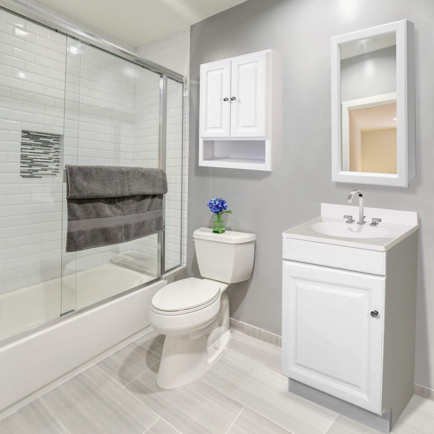 One-Day Sale: Up to 40% Off Design House 545111 Wyndham White Semi-Gloss Medicine Cabinet Mirror with 1-Door and 2-Shelves, 16-Inches Wide by 30-Inches Tall by 4.75-Inches Deep