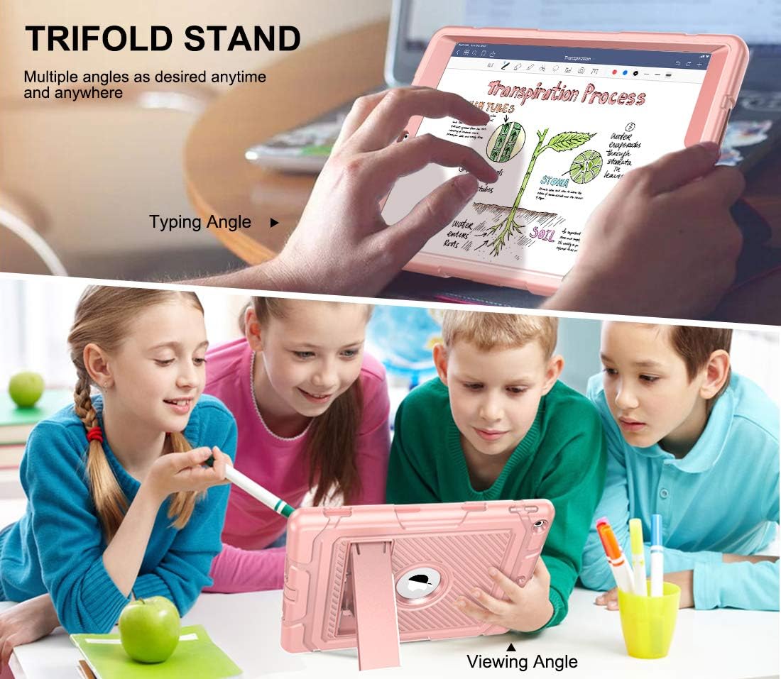 PIXIU Compatible with iPad 10.2 inch case 2021/2020/2019 ,iPad 9th/8th /7th Generation Case, Three Layer Heavy Duty Shockproof (Silicon+Plastic) Protective Hybrid Sturdy Case with Kickstand