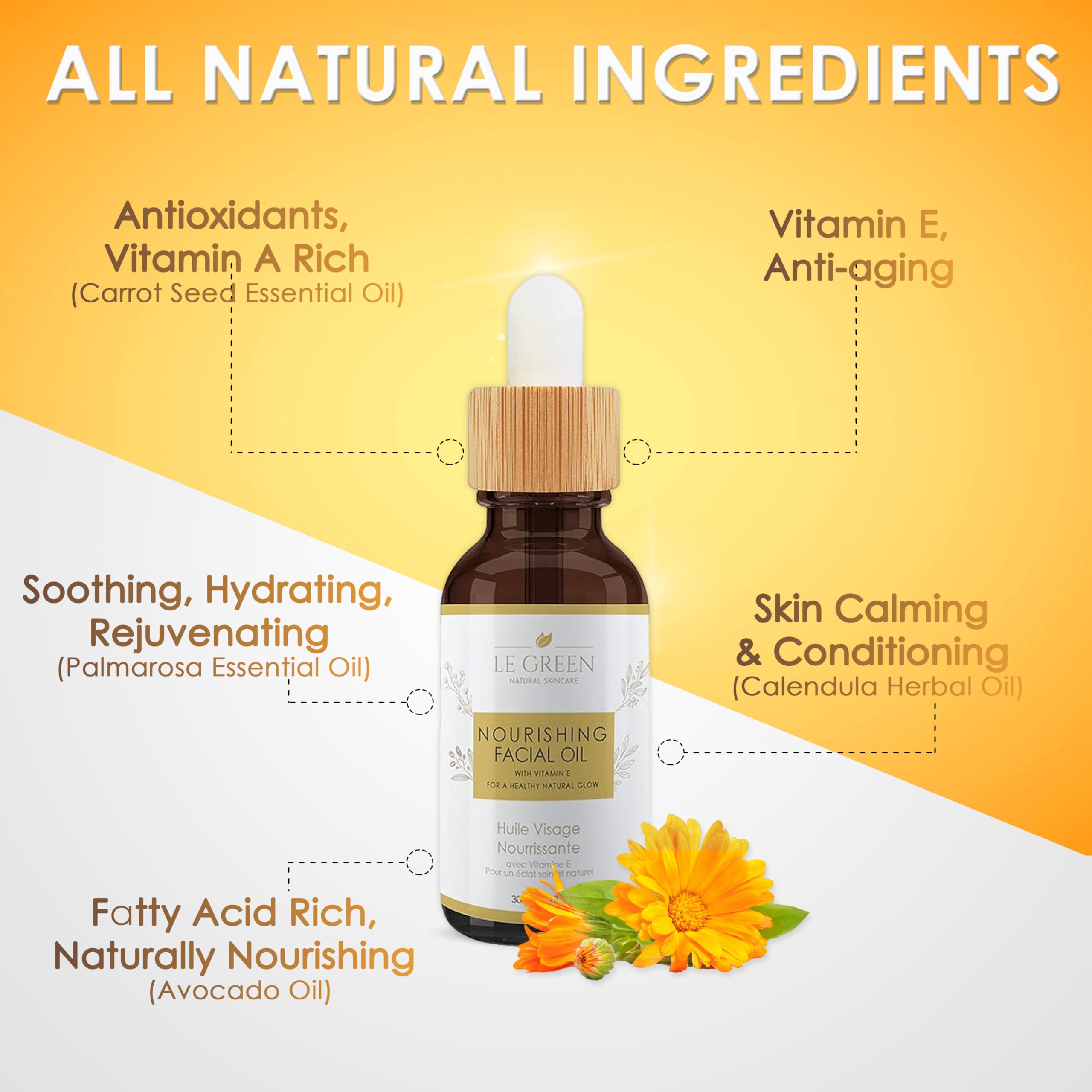 Le Green Face Oil, Face Serum, Complexion-Boosting Blend with Vitamins A & E, Antioxidant-Rich Jojoba Seed & Avocado Oil - Image 3