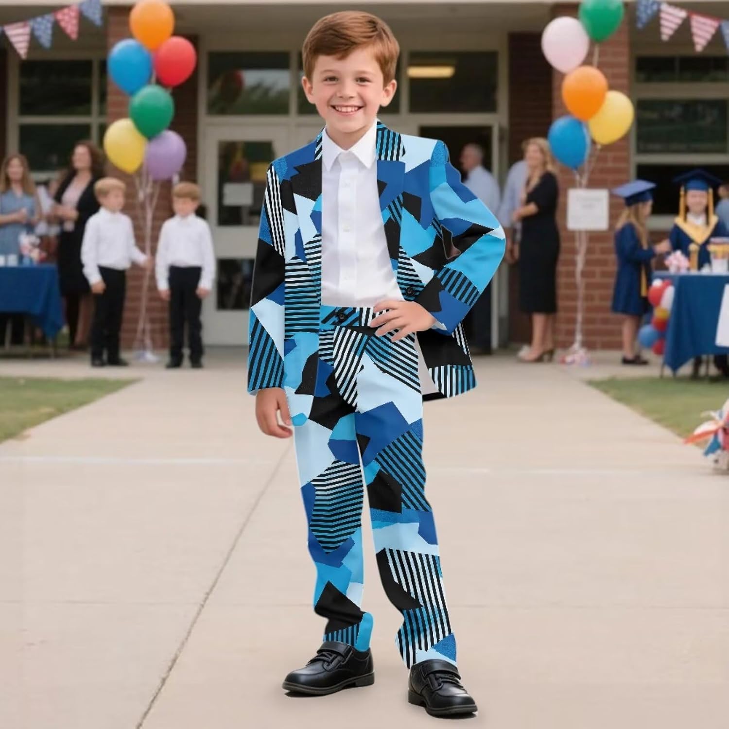 AFPANQZ Boy Suits for Weddings Blazer Pants Set with Pockets Casual Suit Classic Kids 2 Piece Sport Coats Outfits for 5-14Y