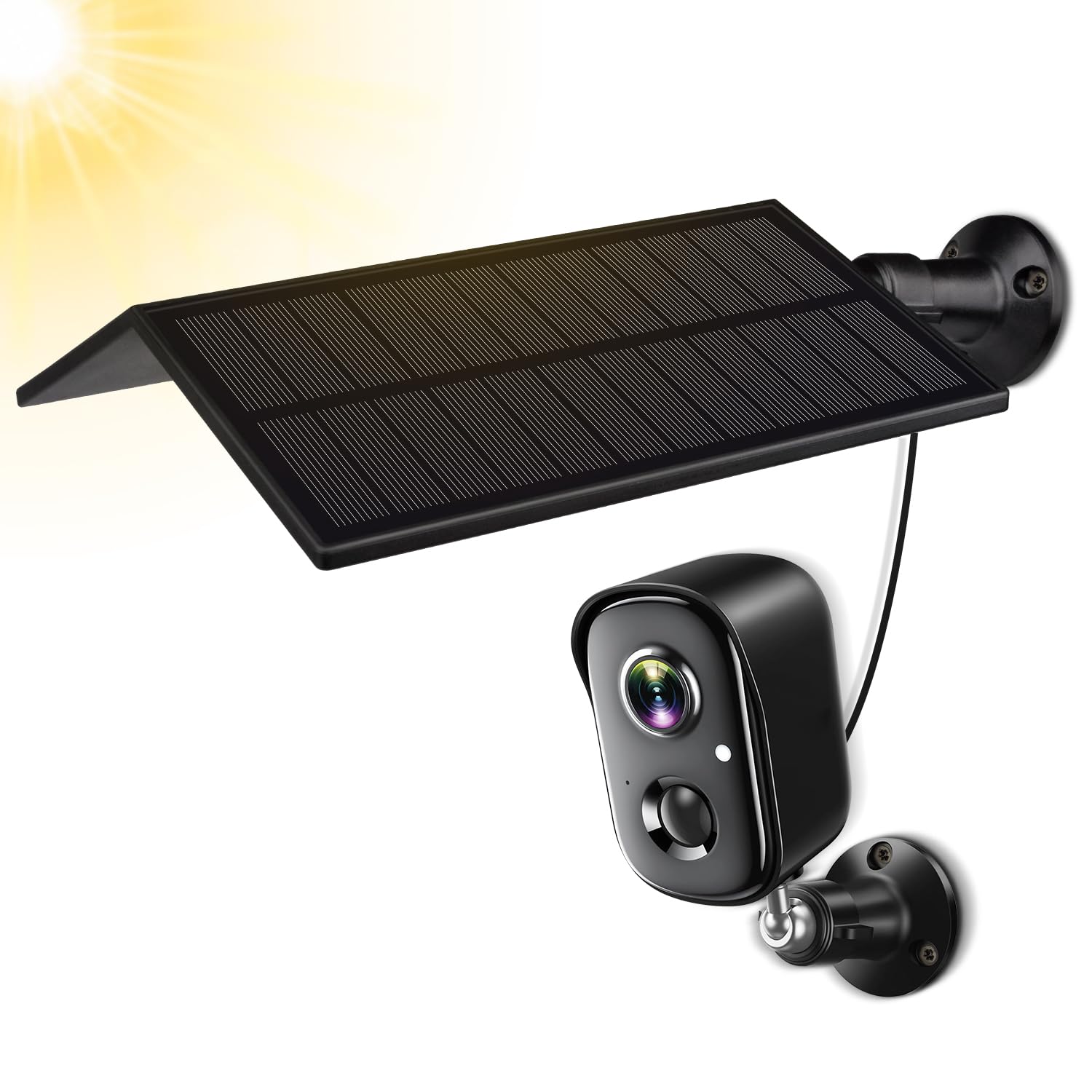 Solar Panel for Security Camera,IP65 Waterproof Solar Panel for DC 5V Rechargeable Battery Camera, USB Solar Panels Compatible with Wyze Cam Outdoor,360°Adjustable Mounting