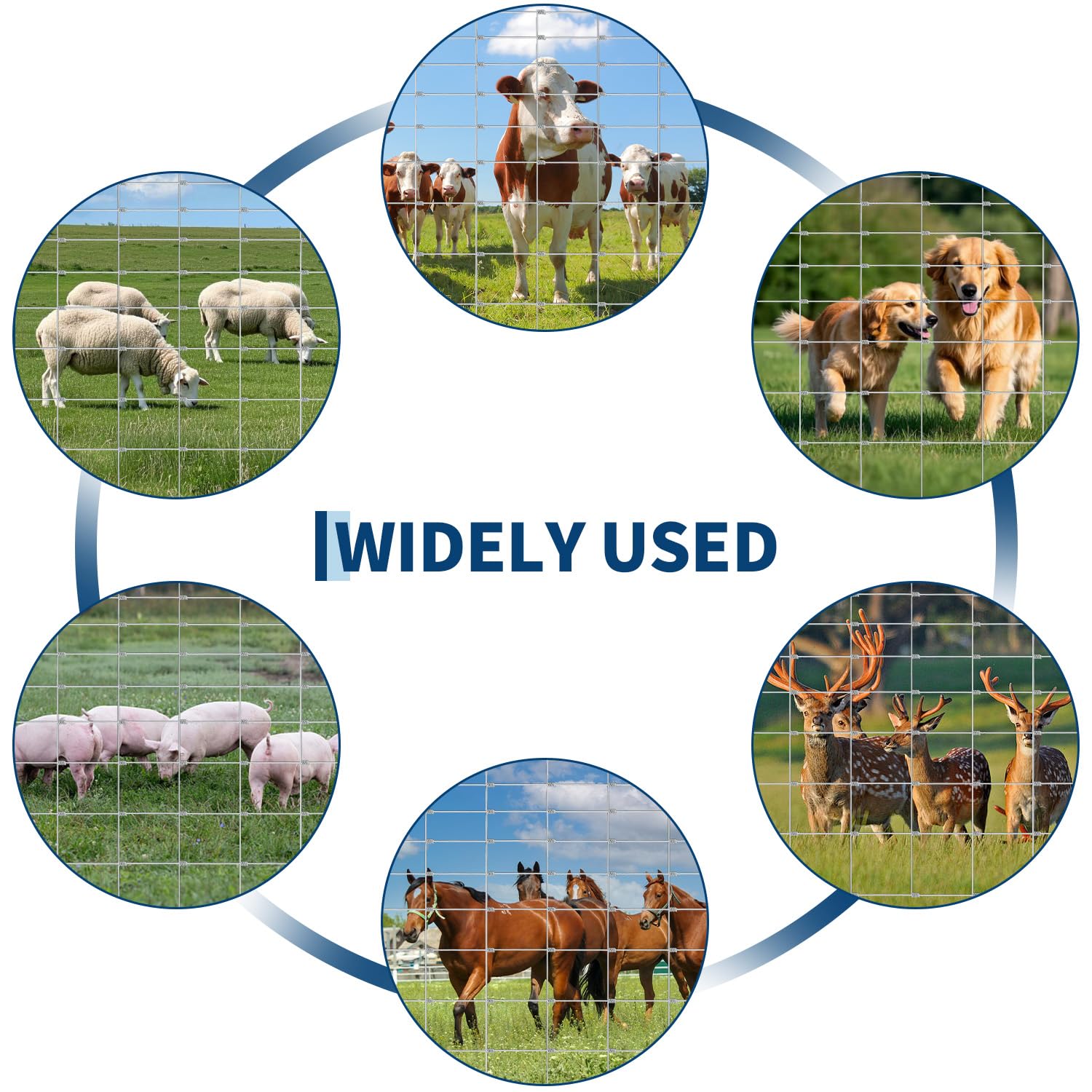 Garvee Cattle Fence 5 ft x 328 ft, Heavy Duty Galvanized Wire Fencing for Deer, Goat, Hog, Sheep, Heavy Zinc Coating Farm Wire Fence for Livestock & Yard Protection