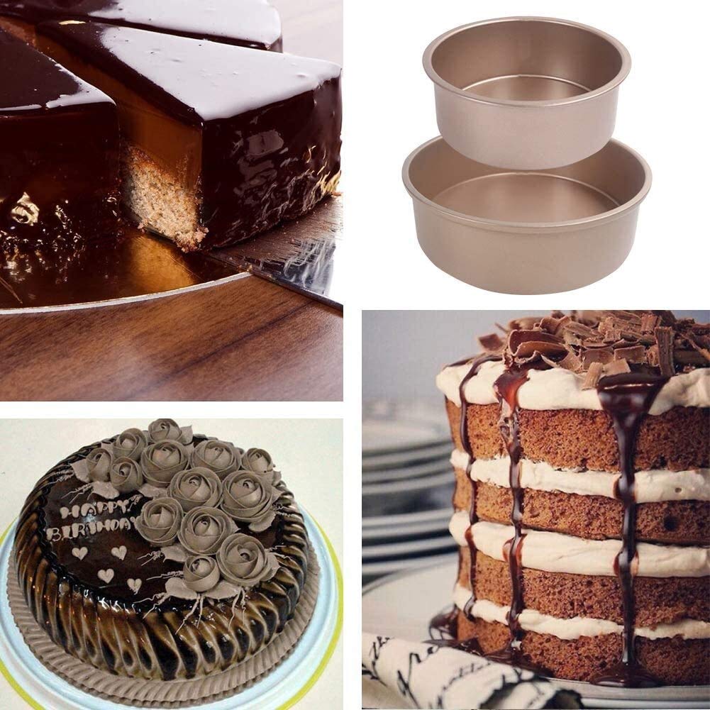 Ronde Cakevorm, 2 Stukken 8 Inch Anti Aanbak en Lekvrije Cakevorm, Aluminium Losse Basis voor Bruiloft, Verjaardag, Feest, Kerst, Cake Bakken, Cake DIY (Zilver