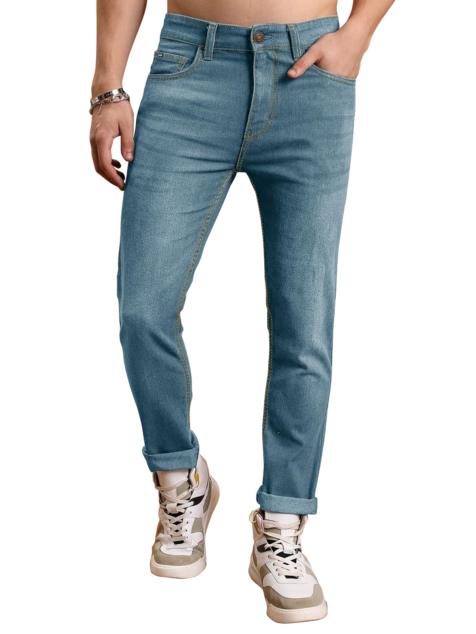noble monk Men Mid Rise Nobel Monk Regular Fit Denim Jeans | Jeans Pants-picture-26