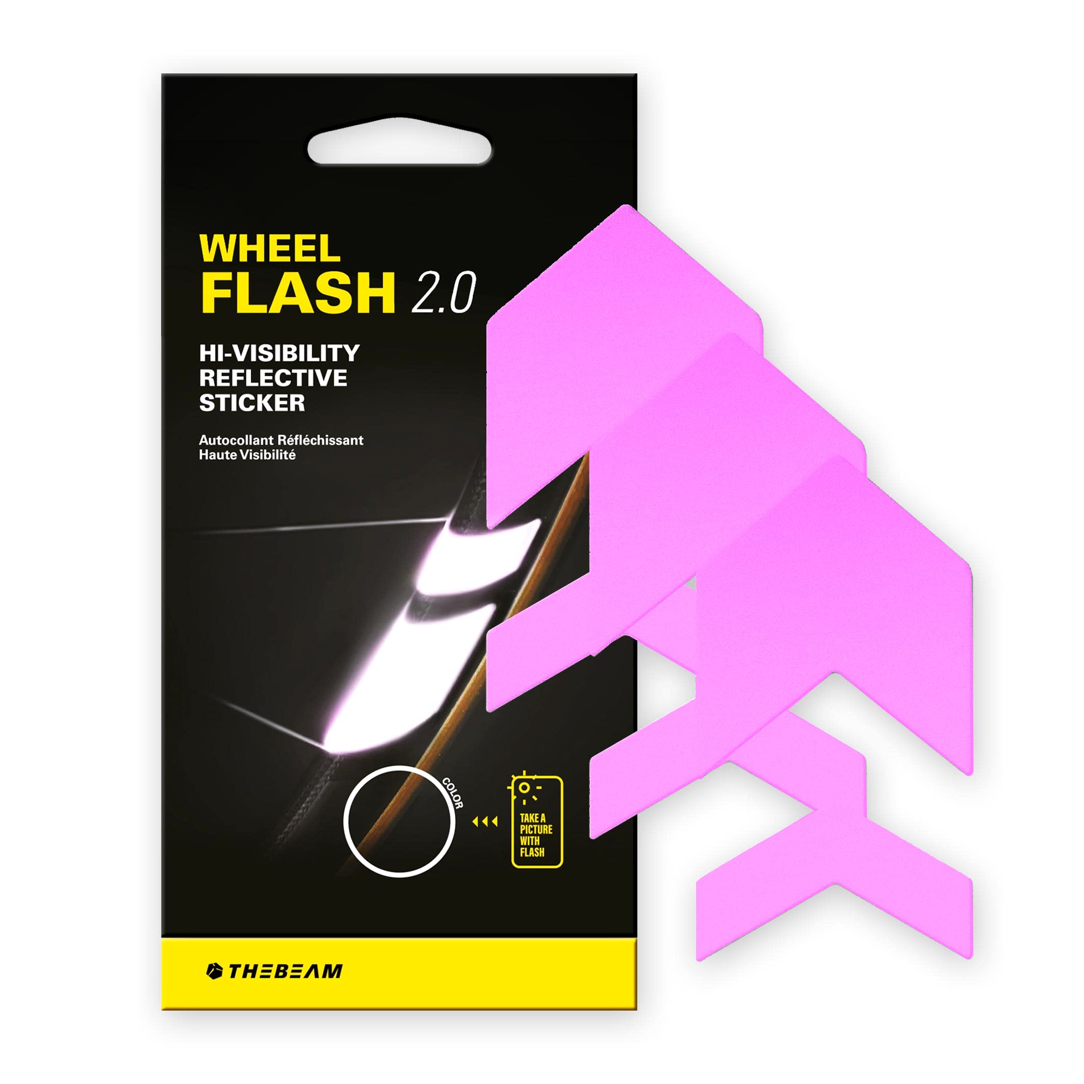 THEBEAM Wheel Flash 2.0 – High Visibility Reflective Stickers for Bike Rims and Wheels - 3M Adhesive Reflective Strips, Hi-Viz Bike Decals, Reflective Bike Stickers, High-Vis Stickers