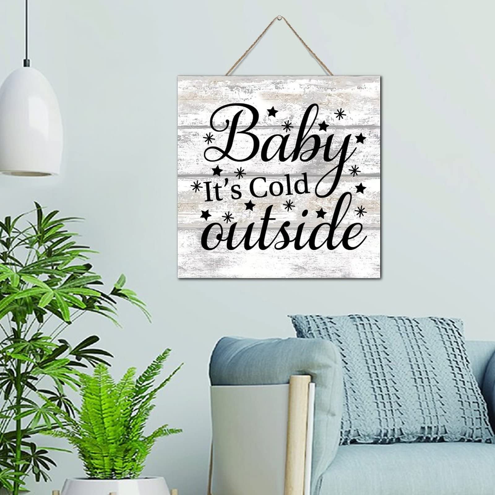 Letreros decorativos de pared exterior para bebé de madera rústica y 12x12 pulgadas