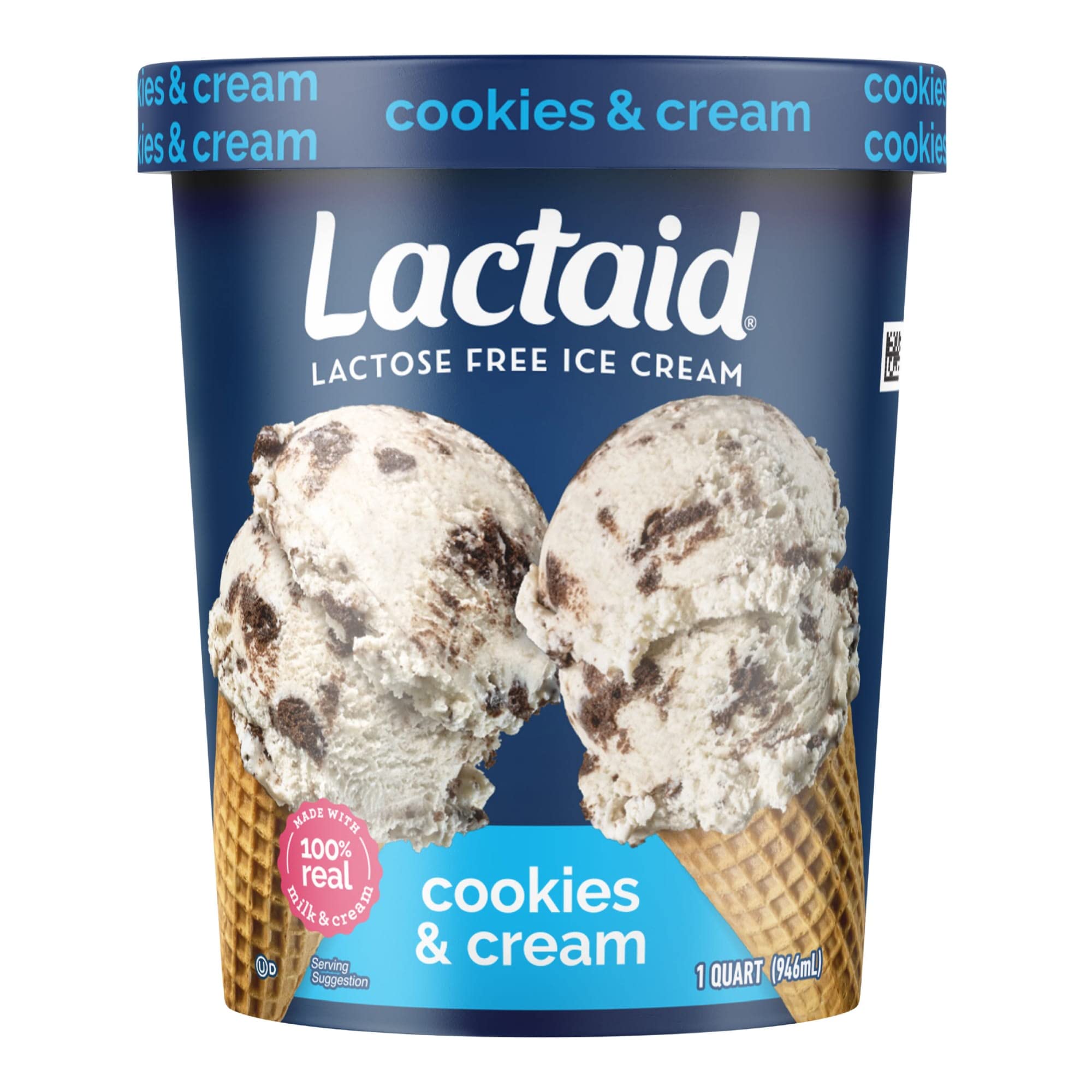 Lactaid, Cookies & Cream Ice Cream, 32 oz (Frozen)