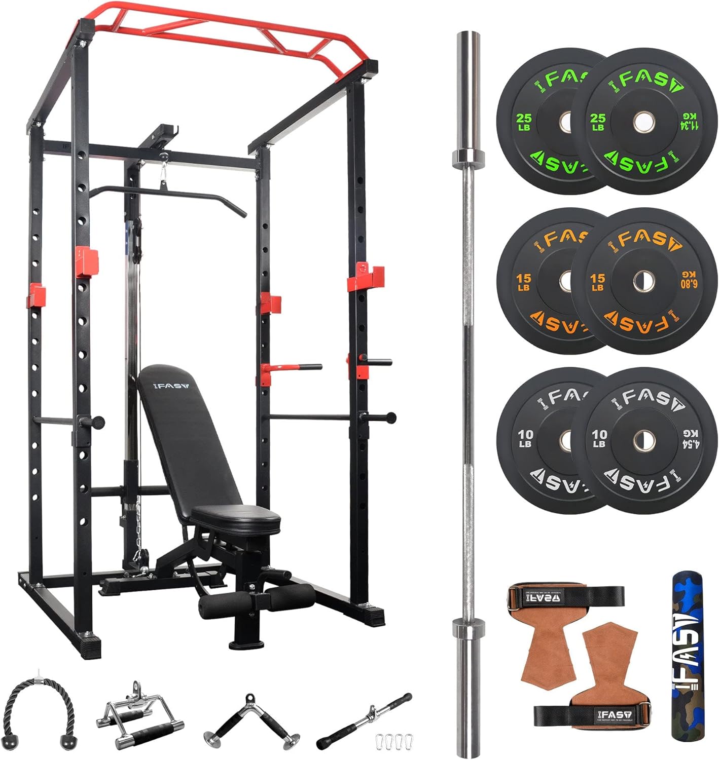 IFAST IFAST Multi-functional Power Cage – Adjustable Pullup & Squat Rack, 1000Lbs Capacity