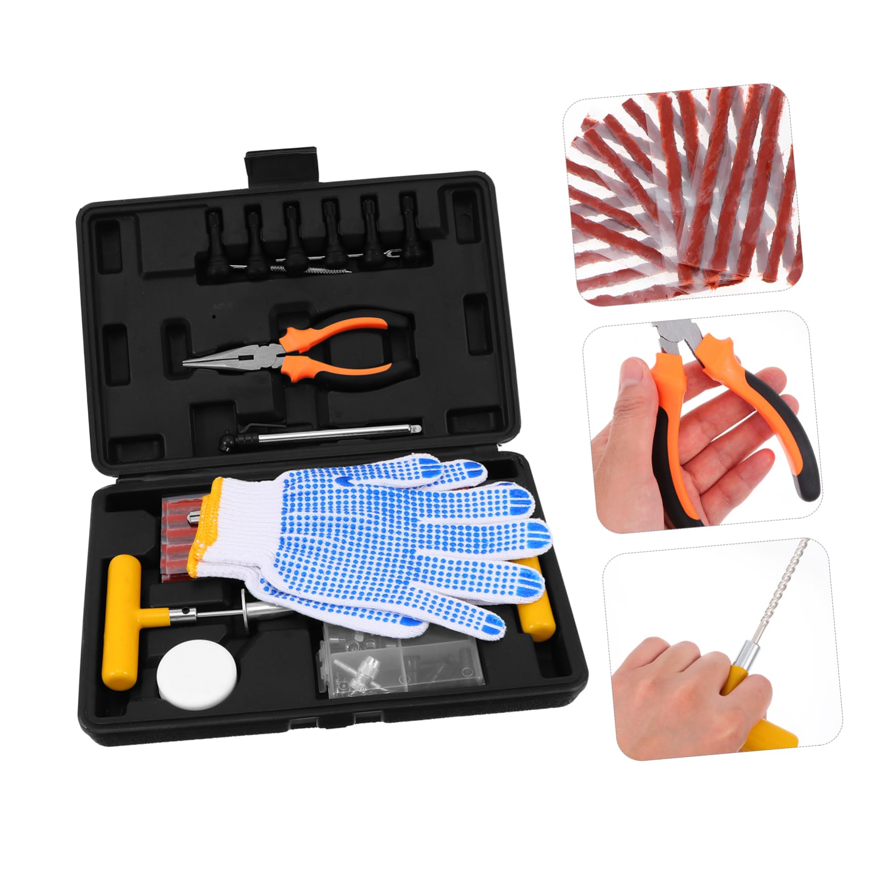 GLEAVI Kit de Reparación de Neumáticos para Coche, 100 Piezas, Portátil y Ligero, de Acero y Goma, para Reparación de Coche Momento