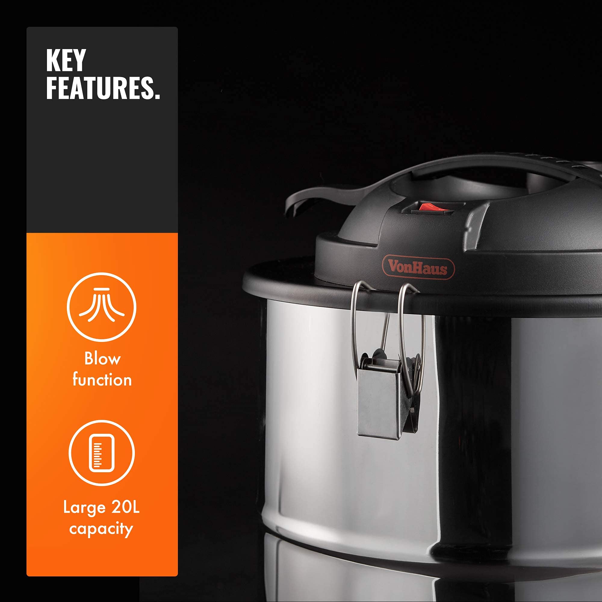 VonHaus Ash Vacuum Cleaner 1200W 20L Home or Vacuum