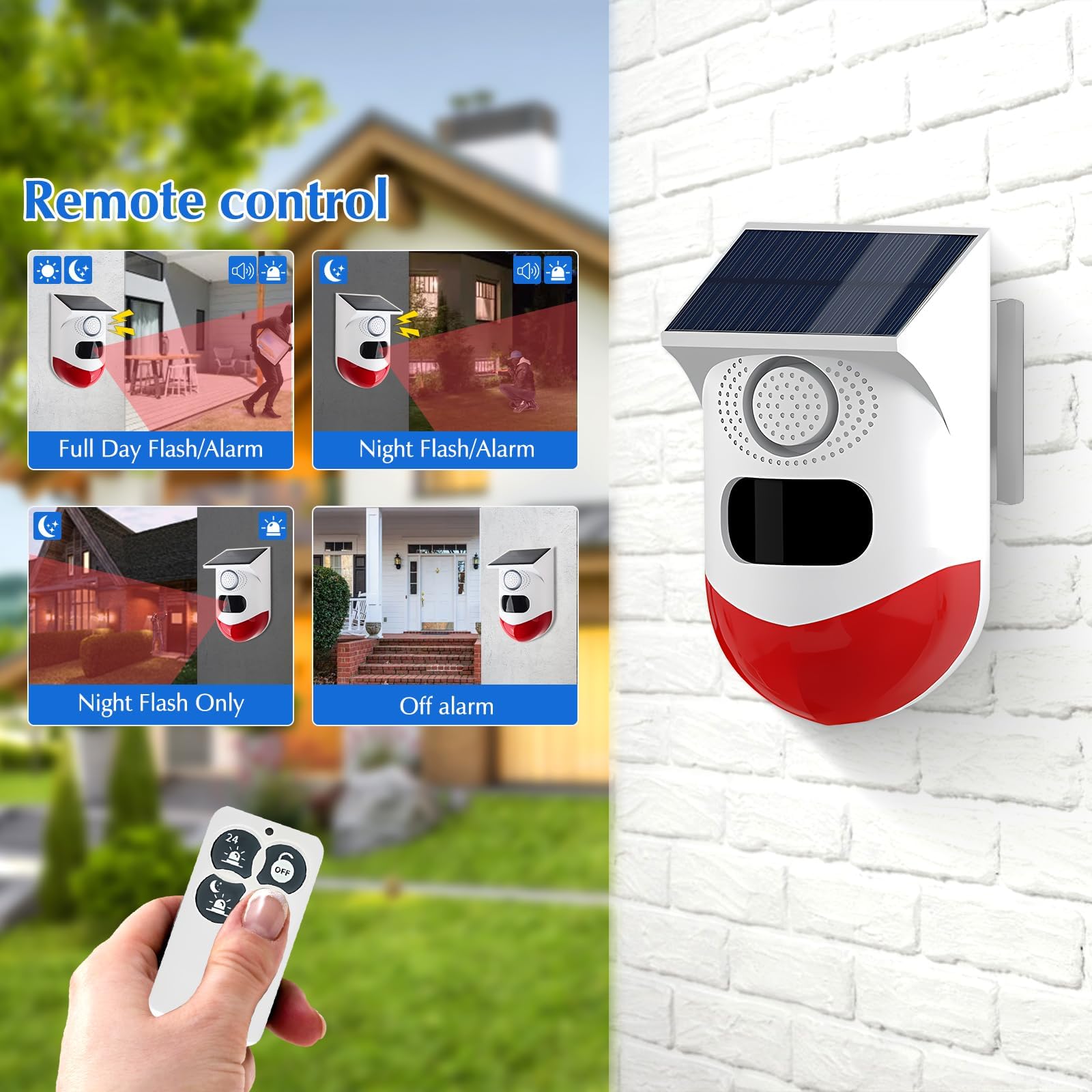 Yasorn Bewegungsmelder Alarm, Outdoor-Bewegungsmelder mit Fernbedienung, IP67 Wasserdichtigkeit, Alarmanlage für Garage, Bauernhof, Garten, Innenbereich, 120dB IR Sensor Reichweite 12m/110° (2er Pack)