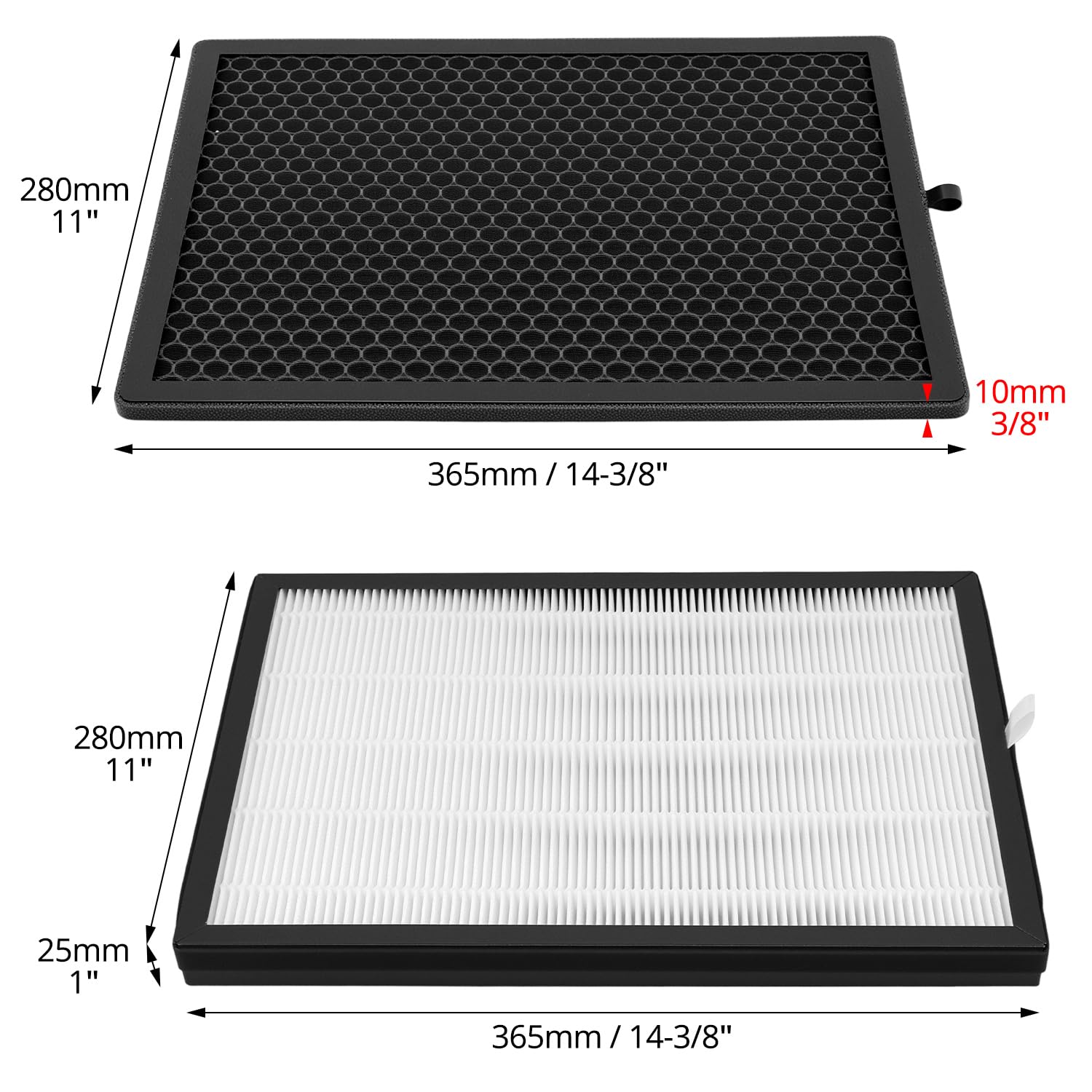 QWORK® FY2420/22/24/26 Vervangende filterset compatibel met Philips luchtreiniger AC2080 AC2878 AC2880 AC2886 AC3822 AC3824 en meer (inclusief 1 HEPA-filter en 1 actief koolstoffilter