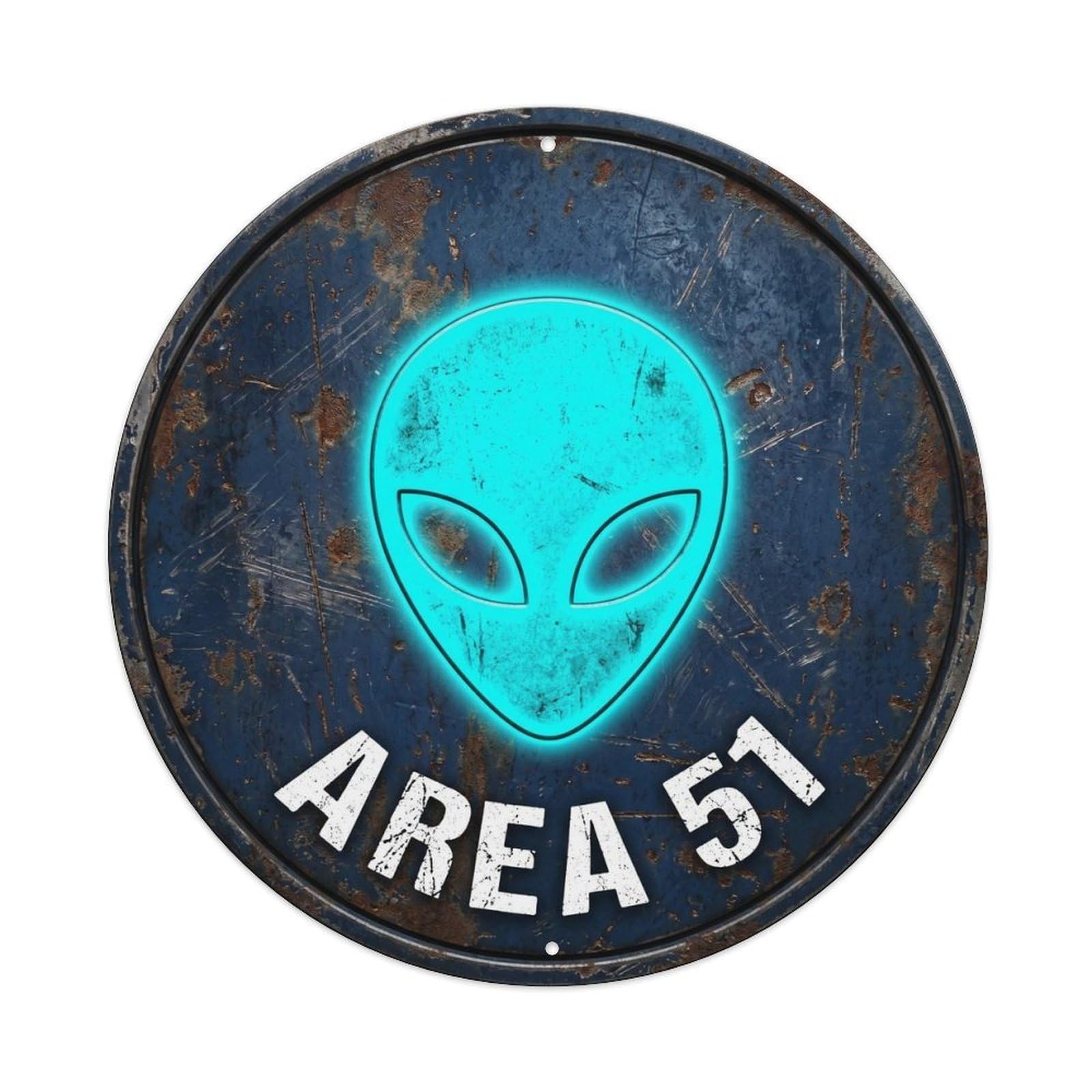 Extraterrestrial Area 51 Blue Alien Signal Portrait Metal Tin Sign