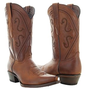 Soto Boots Womens Cheyenne Leather Snipped Toe Cowgirl Boots Genuine Leather Handcrafted Cowboy Boots For Women M50041