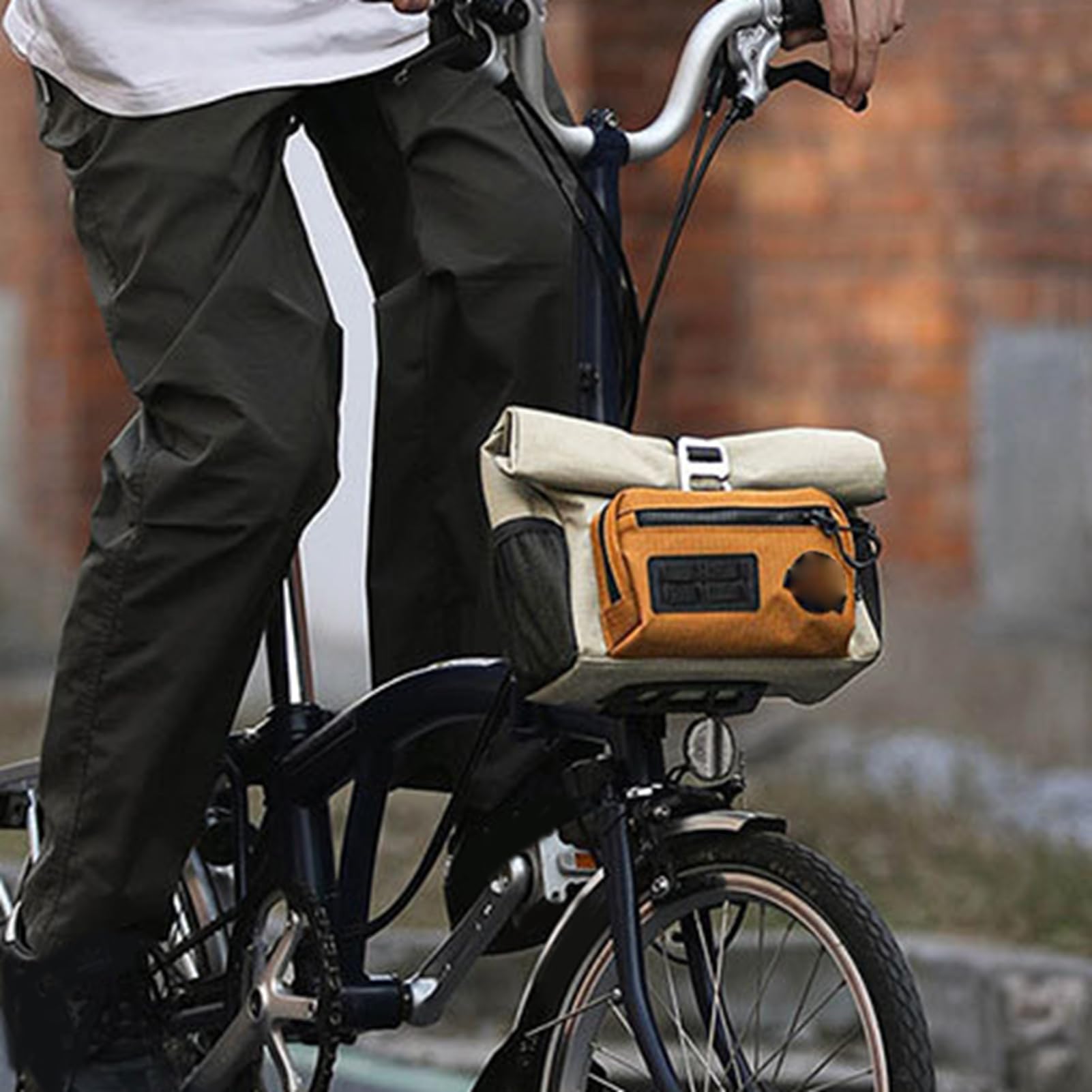 Keenso Borsa da Manubrio per Bici, Rivestimento in TPU Poliestere 300D Robusto e Leggero, Perfetta per le Bici Pieghevoli Dahon e le Avventure in Bicicletta (Cachi)