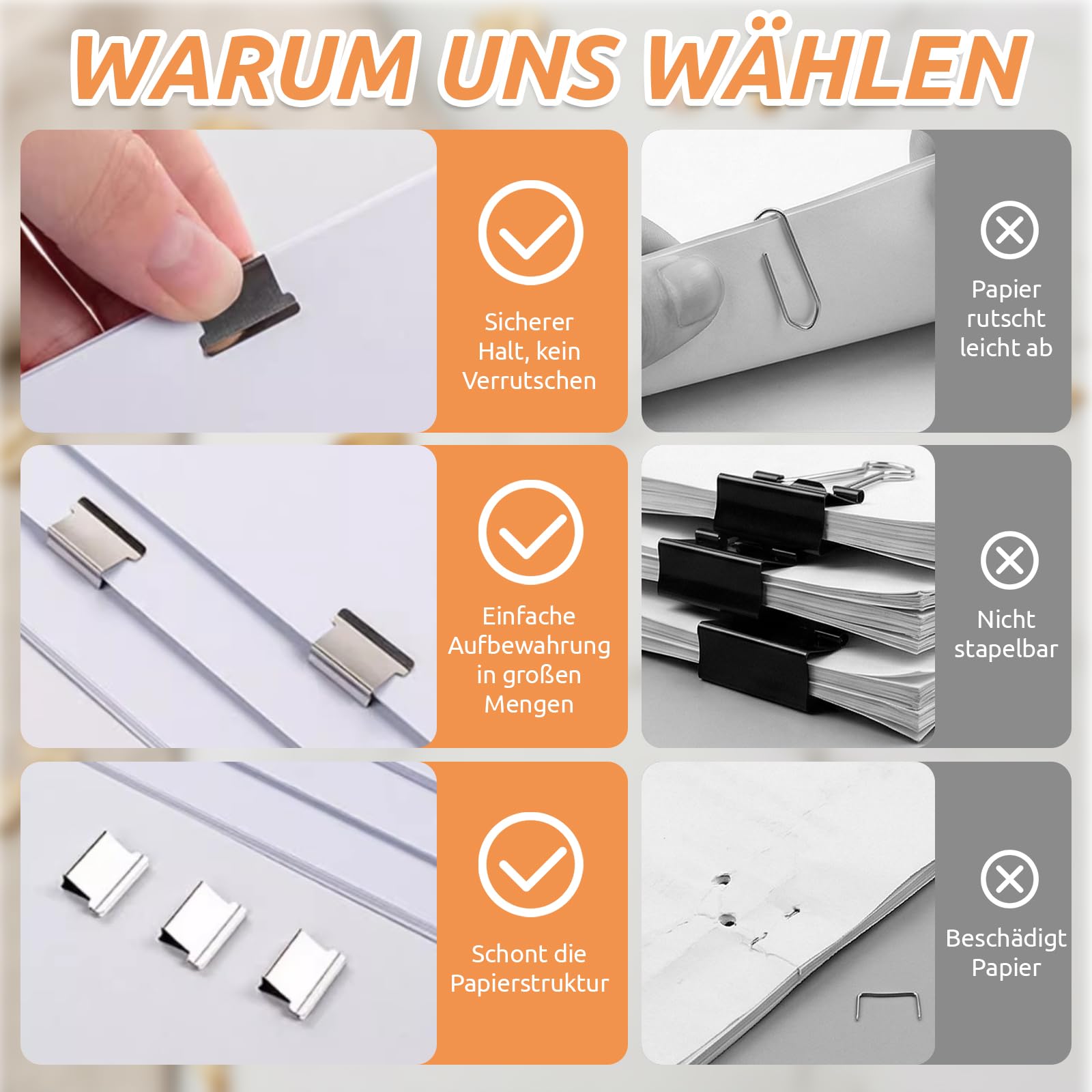 2026 Neue 2 Stück Reusable Creative Stapler,Hefter,Klammerloses Heftgerät,mit 200 Stück Wiederverwendbare Heftklammern, Portable Binder Clip Stapler, Nachfüllbarem Hefter und Klammerspender-Set