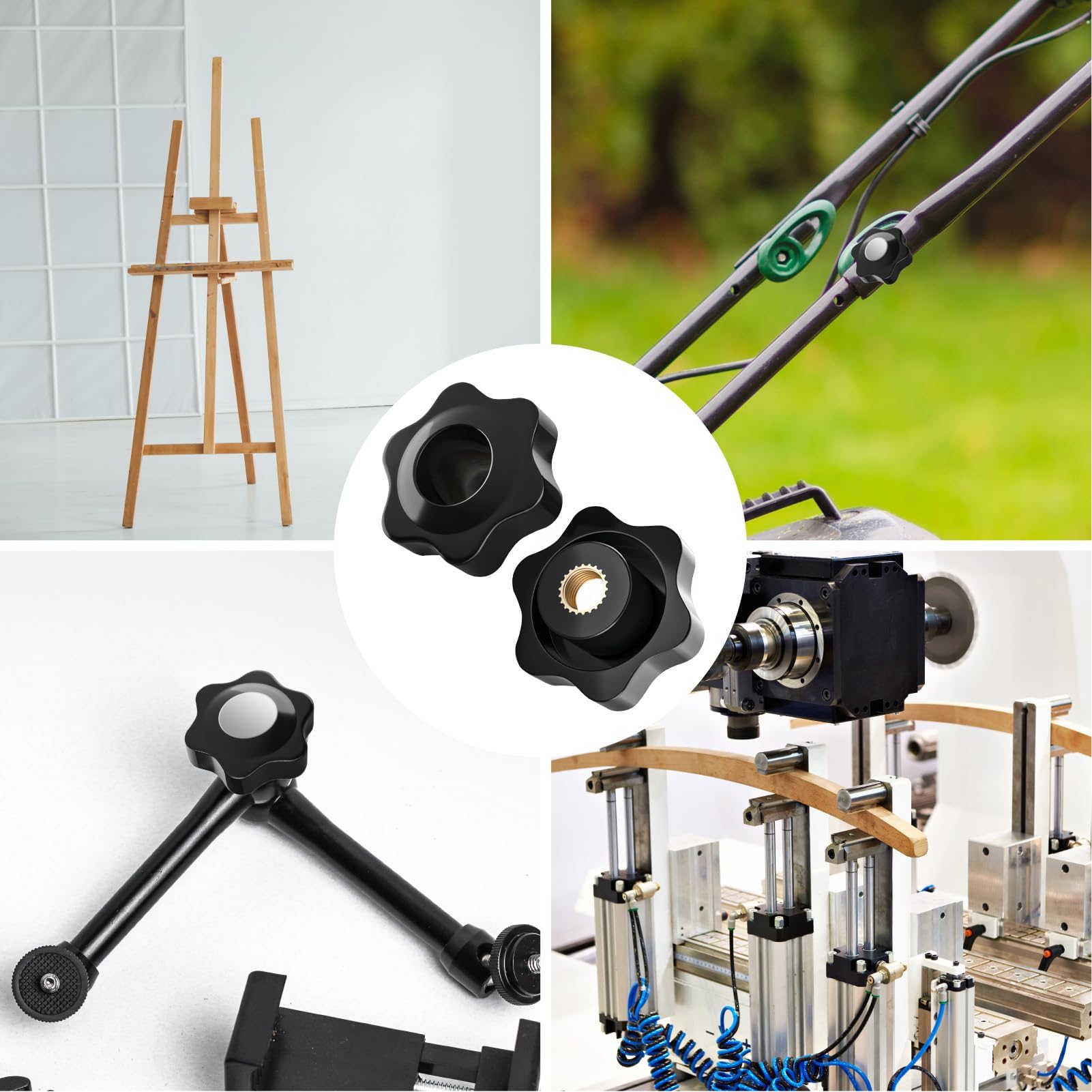 12 Pezzi Manopole di serraggio M6 con dadi zigrinati e viti a maniglia a stella per applicazioni industriali meccaniche mobili e apparecchiature elettroniche diametro 32 mm filettatura M6
