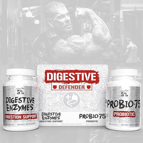 Vista 3 de 5% Nutrition Rich Piana Digestive Defender Suplemento de digestión de enzimas digestivas Probio-75 y enzimas digestivas Enzimas de calidad